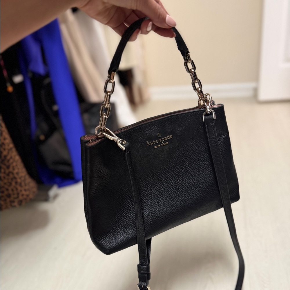 Kate Spade Black Crossbody Bag with Gold Chain
